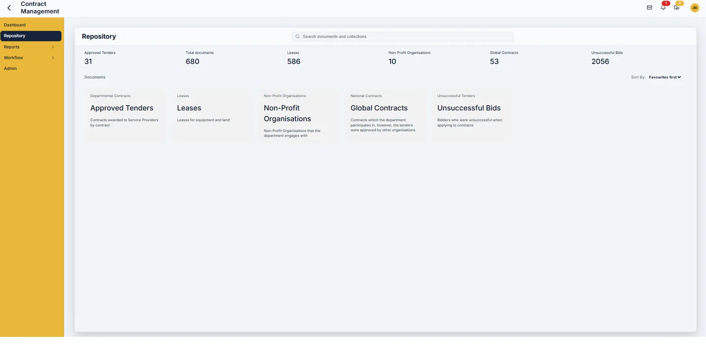 Repository inside Intelligent Document, Expenditure and Delivery Management Platform